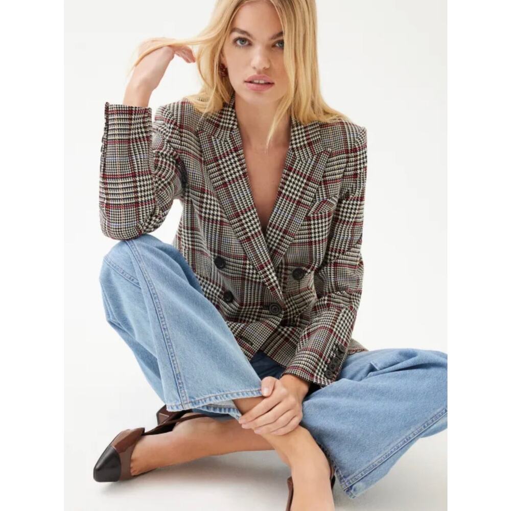 Veronica Beard Ellette Dickey Jacket Black White Multi Plaid Blazer Size 10 - Picture 16 of 16